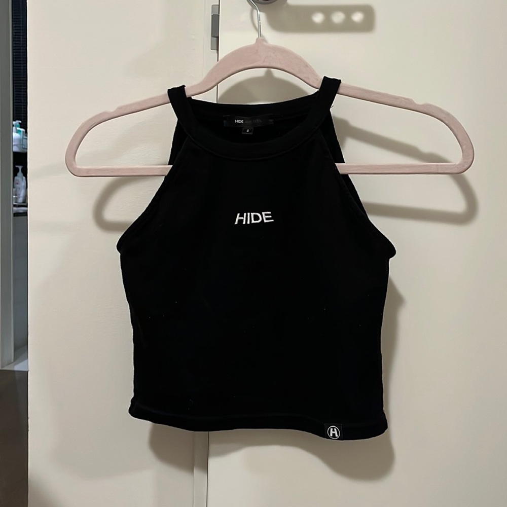 HIDE Halterneck Crop Top in black